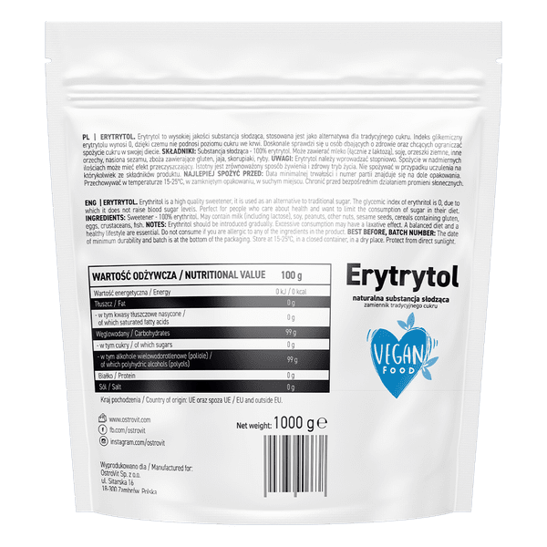 OstroVit Eritritolo 1000 g naturale