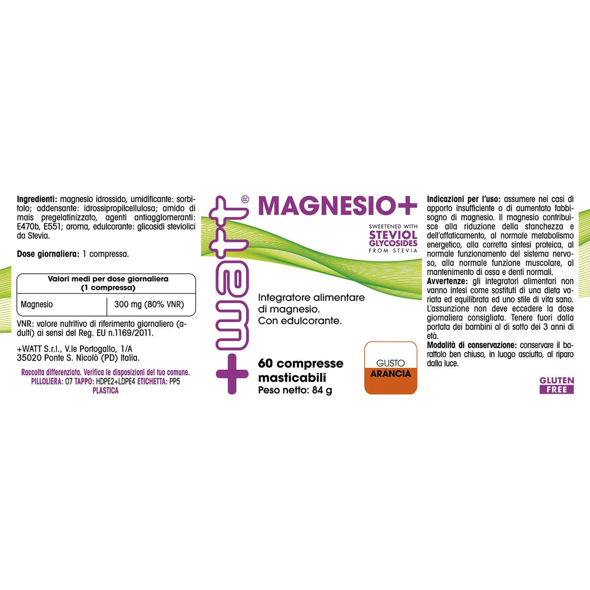 Magnesio+ Arancia - 60cap - +WATT