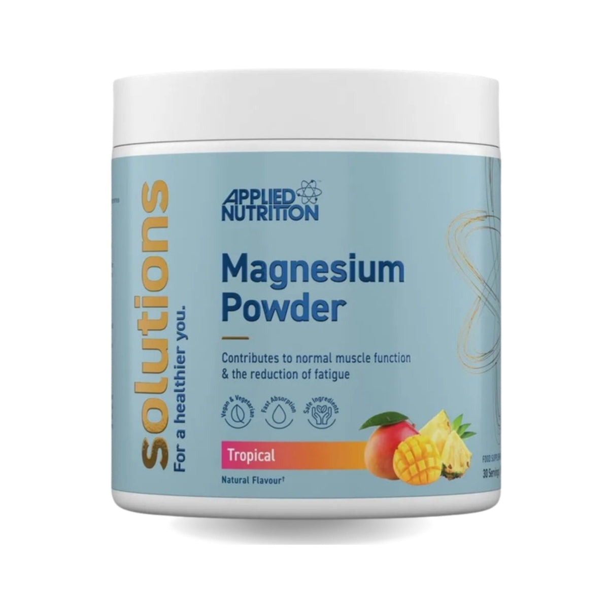 Magnésium en poudre Applied Nutrition Tropical 150 g, face avant du pot