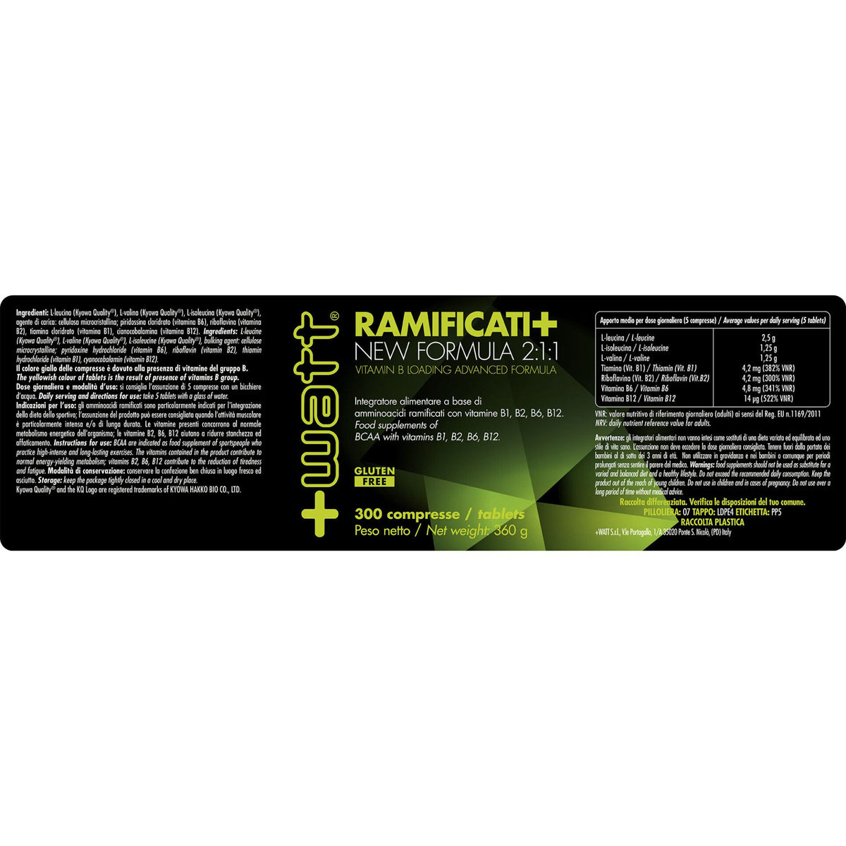 Aminoacidi Ramificati - BCAA 2:1:1 300cps - +WATT