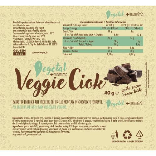 Veggie Ciock - barretta vegana box 24 x 40g - +WATT