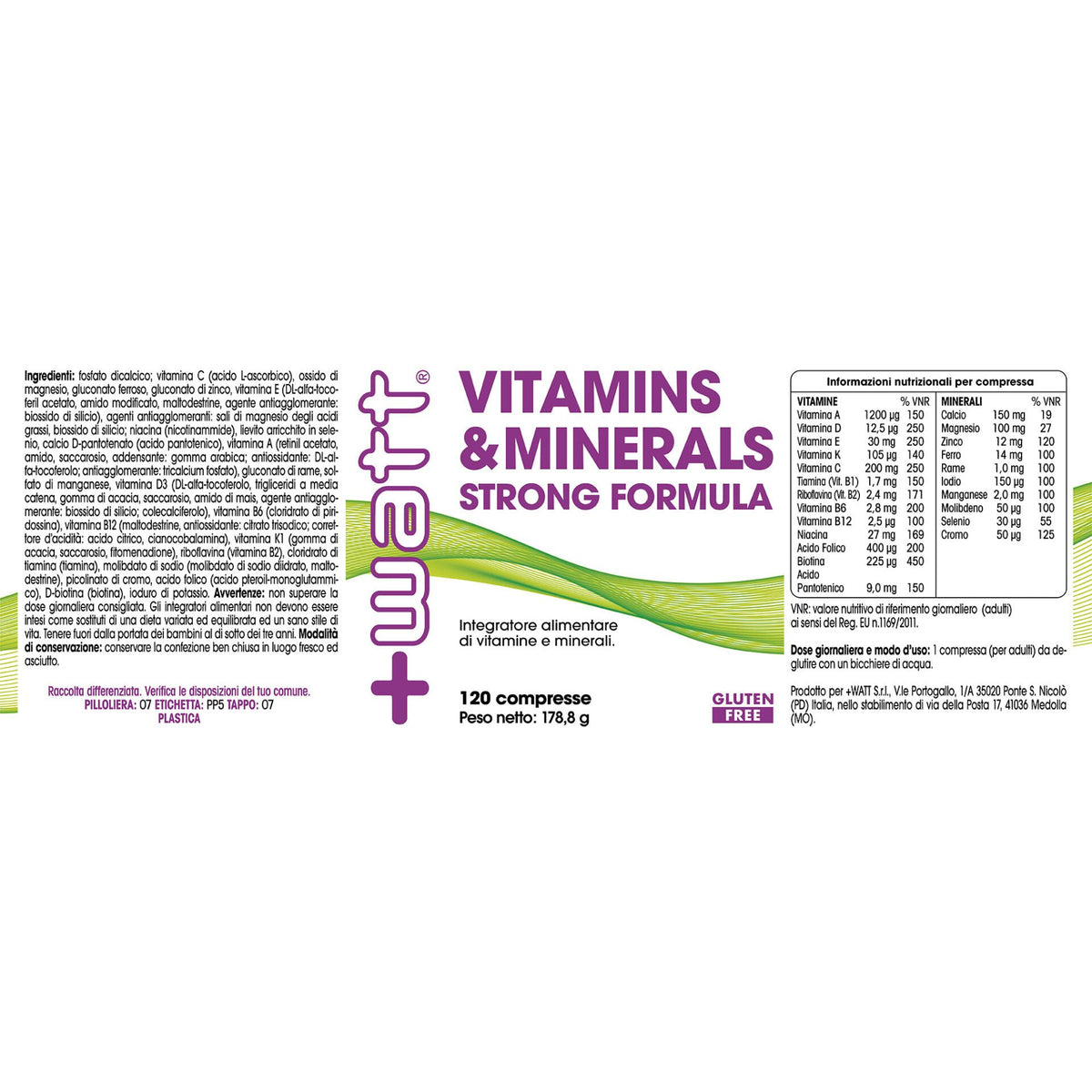 Multivitaminico e Minerali - Vitamins & Minerals 120cpr - +WATT