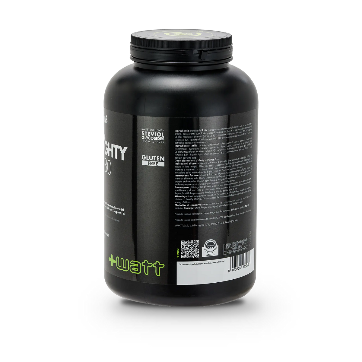 Whey Protein Concentrate 80 +Watt (2 kg), Kakao, Rückseite