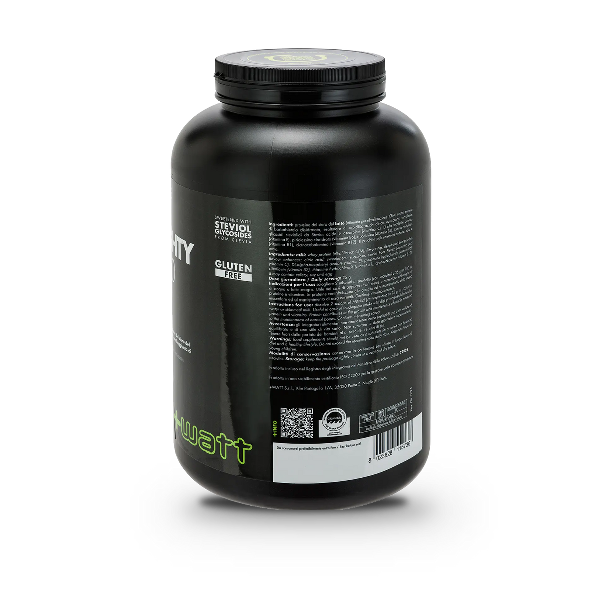 Whey Protein Concentrate 80 +Watt (2 kg), Erdbeere, Rückseite