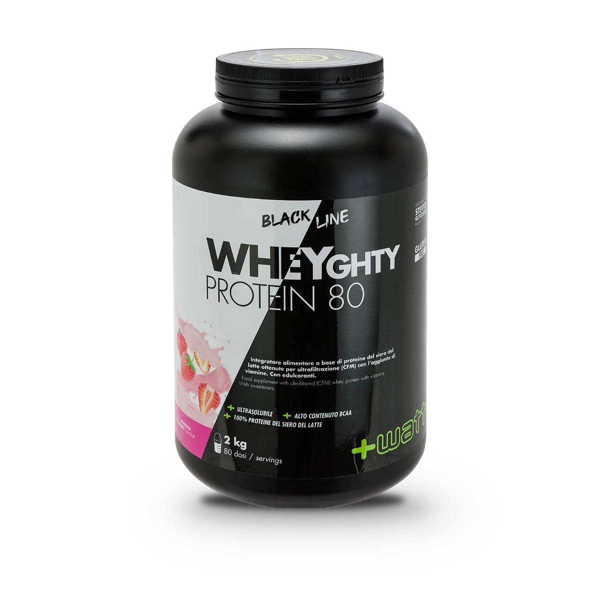 Whey Protein Concentrate 80 +Watt (2 kg), Erdbeere