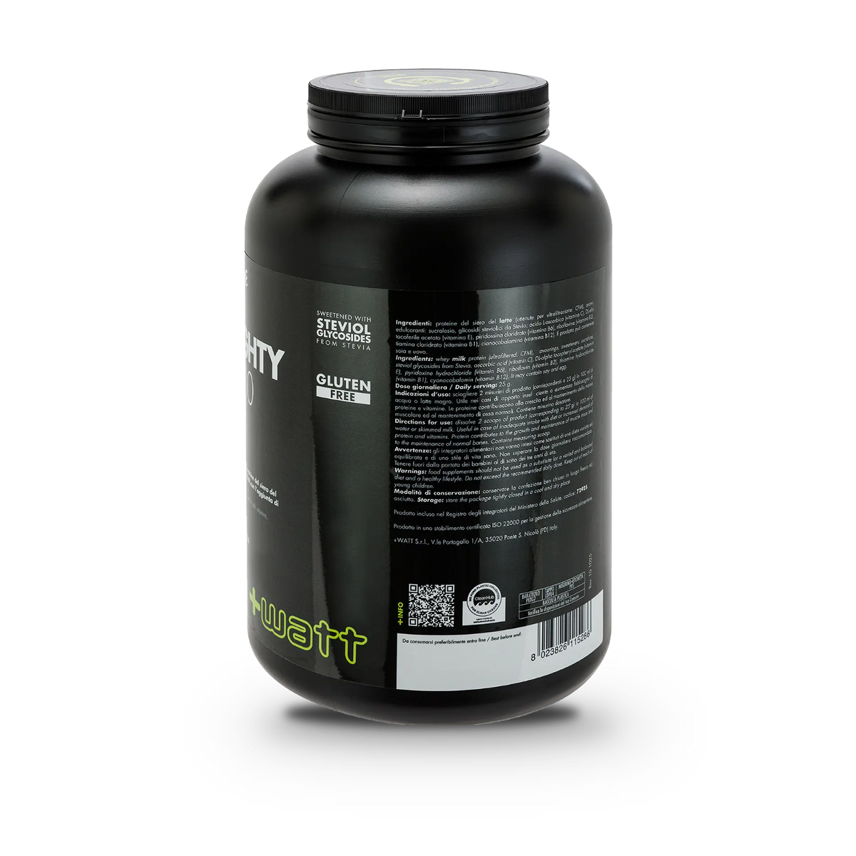 Whey Protein Concentrate 80 +Watt (2 kg), Vanille, Rückseite