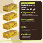 Energy Bar Carbo Energy+ +Watt (Box 24 x 40 g), benefits: vegetarian, lactose free, 33 g carbohydrates, 144 kcal, DE