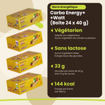 Energy Bar Carbo Energy+ +Watt (Box 24 x 40 g), benefits: vegetarian, lactose free, 33 g carbohydrates, 144 kcal, FR