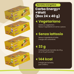 Energy Bar Carbo Energy+ +Watt (Box 24 x 40 g), benefits: vegetarian, lactose free, 33 g carbohydrates, 144 kcal, IT