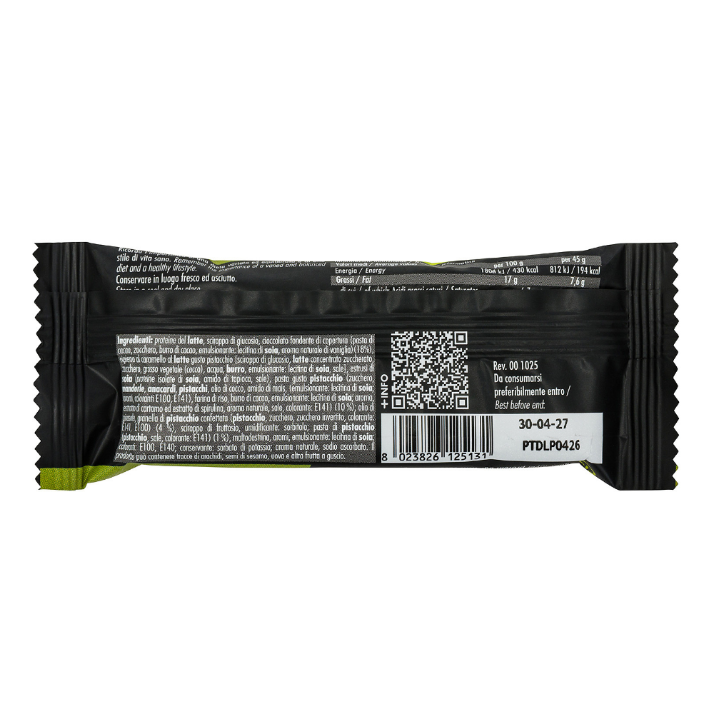 +Watt Protein Dual Layer+ Pistachio bar 45 g, back view