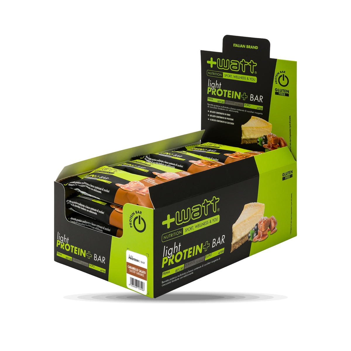Light Protein+ Bar 30% +Watt Box 24 x 45 g, Geschmacksrichtung Salted Caramel