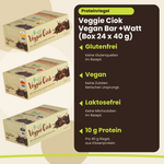 Veggie Ciok Vegan Bar +Watt (Box 24 x 40 g), wichtigste Vorteile, deutsche Version