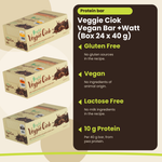 Veggie Ciok Vegan Bar +Watt (Box 24 x 40 g), wichtigste Vorteile, englische Version