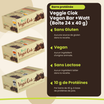 Veggie Ciok Vegan Bar +Watt (Box 24 x 40 g), wichtigste Vorteile, französische Version