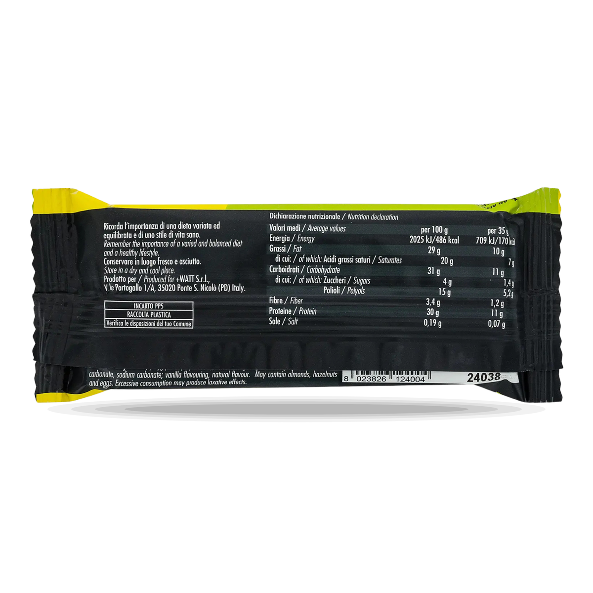 Protein Wafer Low Sugar +Watt (35 g), Geschmack Vanille, Rückseite